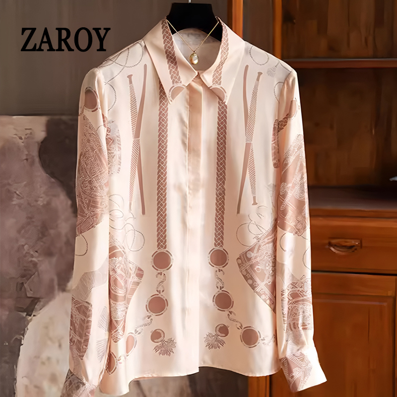 Luxury Lifestyle Women - ZAROY Zincir Baskılı Lüks Kadın Gömlek
