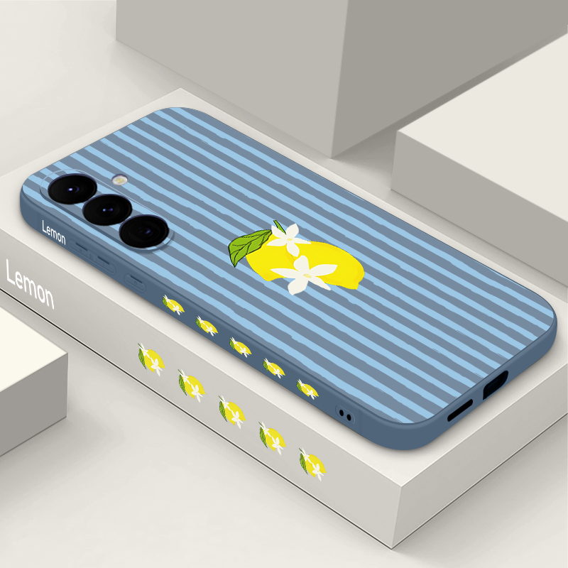 Samsung Galaxy A55 - Çizgili Limon Baskılı TPU Telefon Kılıfı