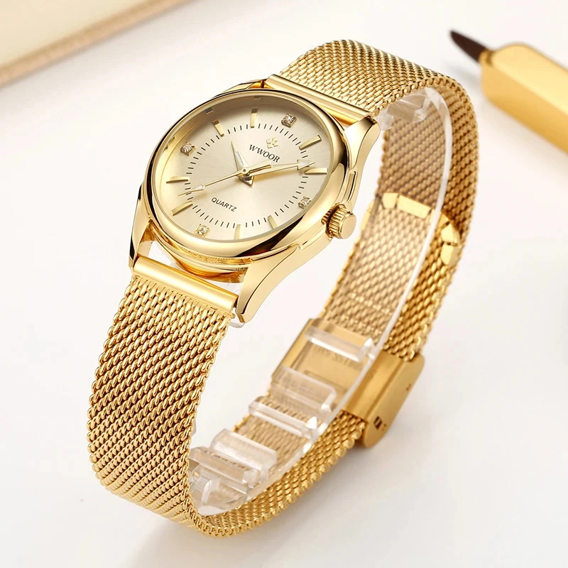 Luxury Lifestyle Women - WWOOR Lüks Marka Elbise Altın İzle
